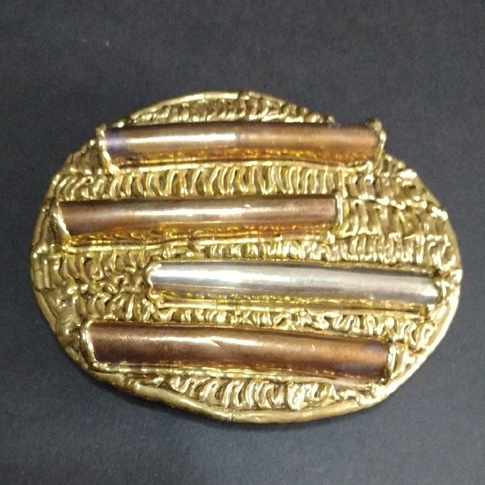 Mixed Metals Brutalist Belt Buckle Vintage